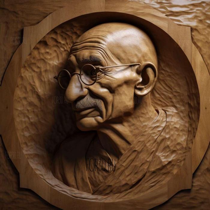 Mahatma Gandhi 3 stl model for CNC